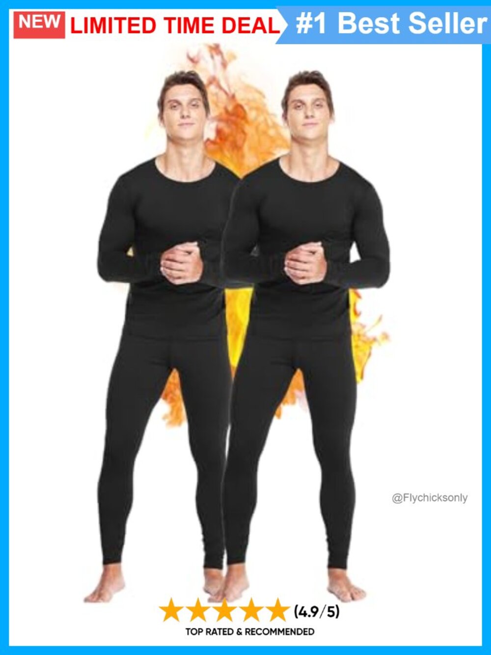 Men's Thermal Underwear Set Fleece Lined Long Johns Base Layer